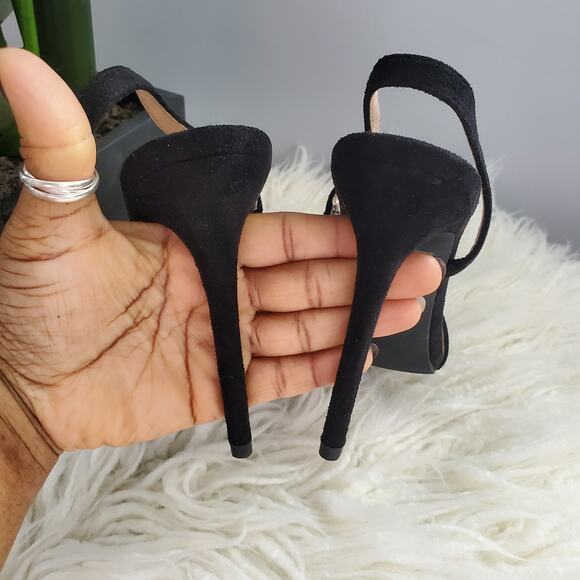 Boohoo Black Pointed Toe Slingback Strappy Heels 8 - Picture 5 of 9
